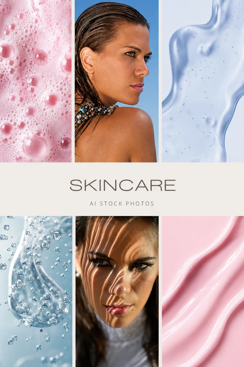 Univers visuel skincare, textures et hydratation